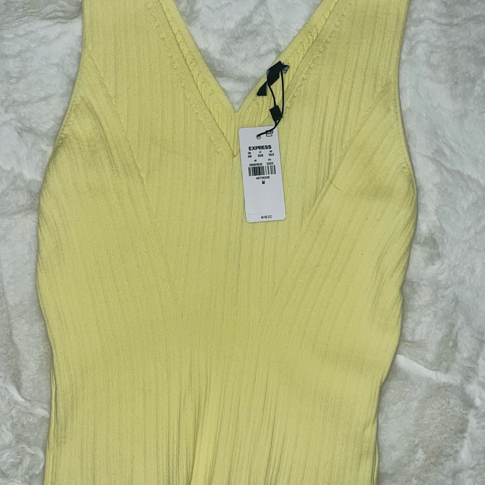 Express Yellow Ribbed Tank Top - Picture 4 of 4